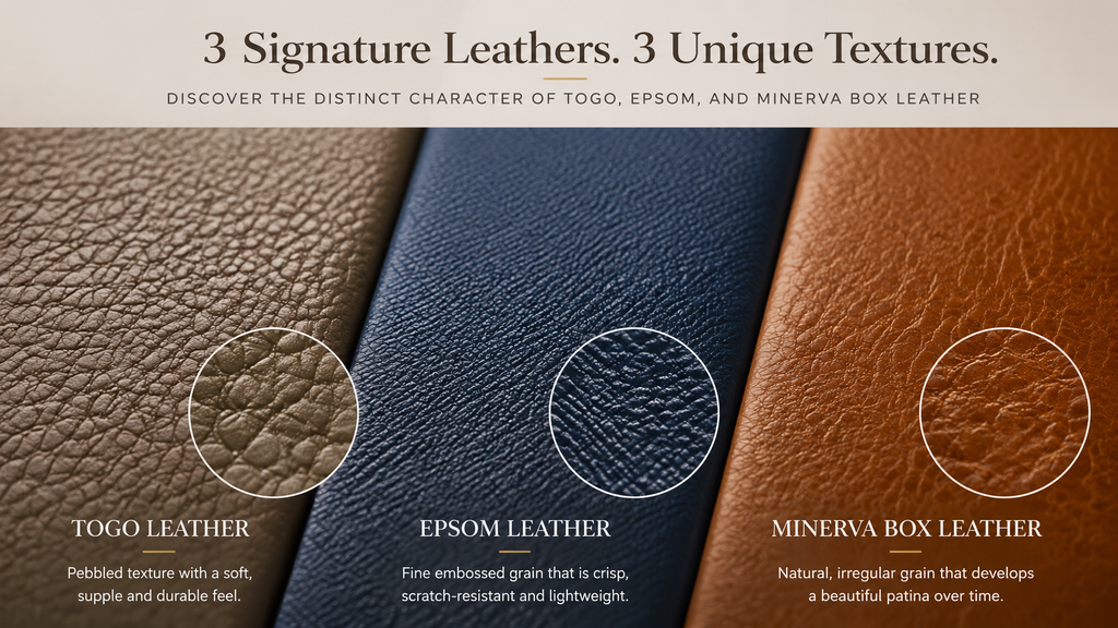 Leather Comparisons — Togo, Epsom, or Minerva Box? Understanding the Textures Behind Our Most Characterful Leather Straps