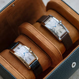 2-slot green leather togo watch case