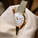 swift sauge handmade watch strap with rose gold moser