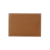 Back view of an Atelier Tamago gold Chèvre leather card holder with hand-stitched edges