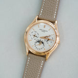 Togo gris beige handmade watch strap