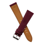 Back of the Burgundy Alcantara watch strap showing its Zermatt leather lining