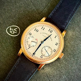 nubuck black watch strap pairs with Lange Rose Gold watch
