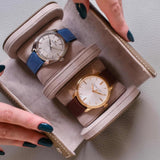 Travel watch case with 2 watches placed inside