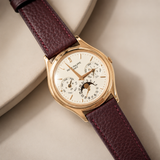 Togo burgundy leather strap with patek